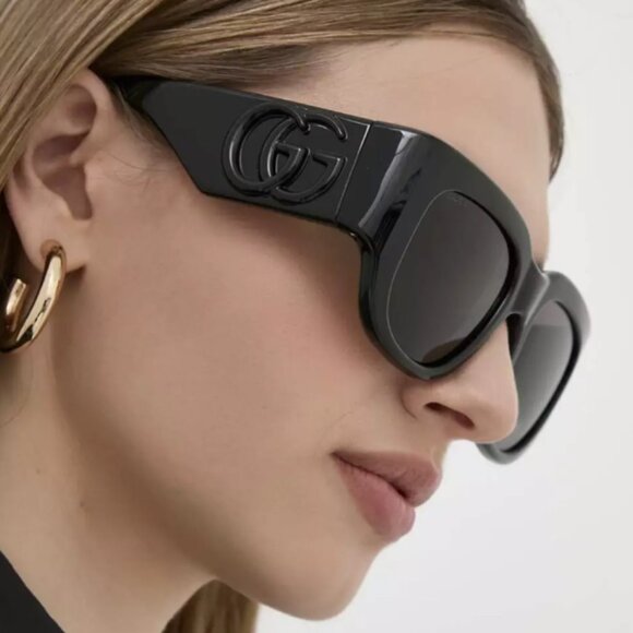 NEW Gucci GG1545S-001-53 Shiny Black Sunglasses